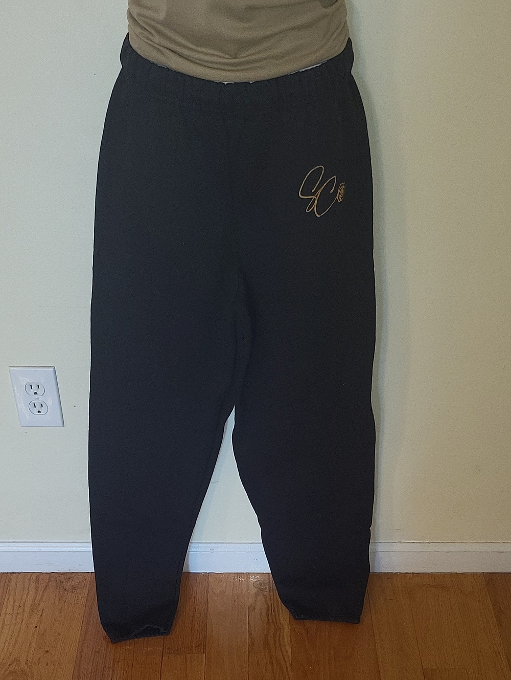 Cuffed Black Logo Sweatpants, Comfortable Everyday Bottoms